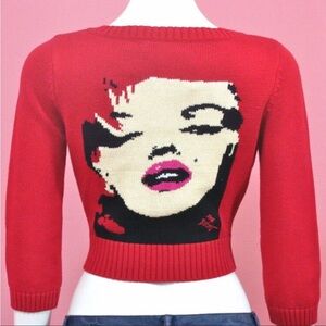 Betsey Johnson Red Marilyn Monroe cardigan